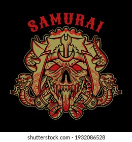 Samurai warrior illustration. Traditional Japanese warrior. Vector illustration, graphic of a shirt, sticker, logo, mascot.