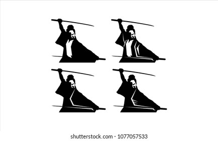 Samurai Warrior Japan Logo. Samurai Sword.