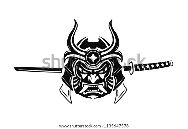 Samurai Warrior Katana Sword Samurai Mask Stock Vector (Royalty Free ...