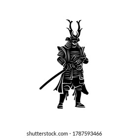 Samurai warrior Logo Design Vector. Silhouette of Samurai. Template illustration
