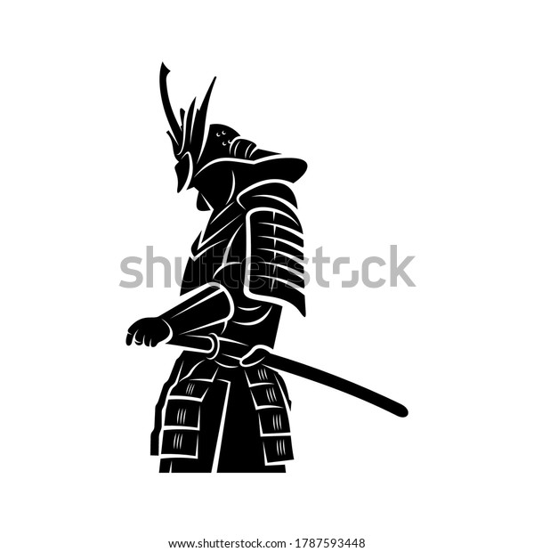 Samurai warrior Logo Design Vector.\
Silhouette of Samurai. Template\
illustration