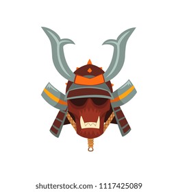 Samurai warrior mask and helmet vector Illustration on a white background