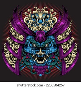 Samurai warrior mask illustration, Samurai warrior mask illustration