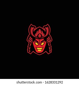 samurai warrior mask logo vector