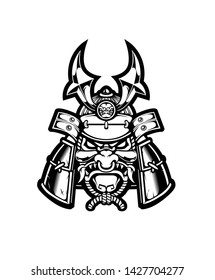 Samurai warrior mask ( monochrome version )
