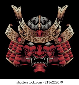 Samurai Warrior Mask. Traditional Armor Of Japanese Warrior