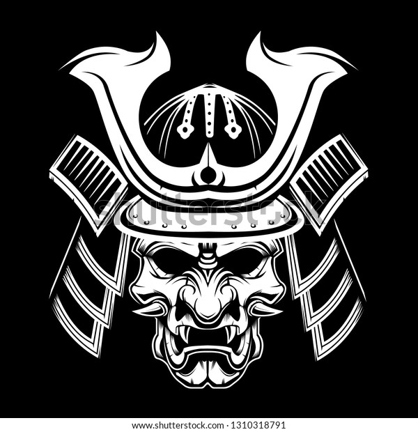 Samurai Warrior Mask Traditional Armor Japanese Stock Vector (Royalty ...