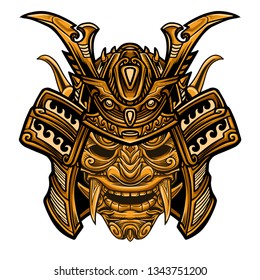 Samurai Warrior Mask Vector Illustration