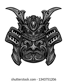 Samurai Warrior Mask Vector Illustration