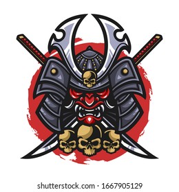 Samurai warrior mask vector illustration