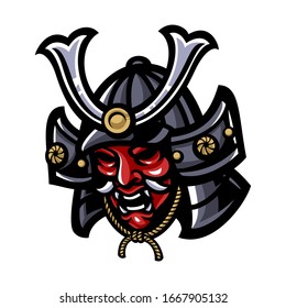 Samurai warrior mask vector illustration