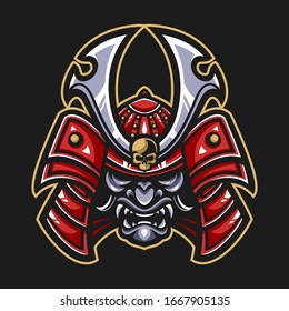 Samurai warrior mask vector illustration