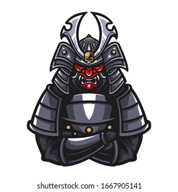 Samurai warrior mask vector illustration
