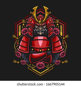 Samurai warrior mask vector illustration