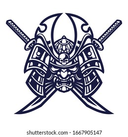 Samurai warrior mask vector illustration