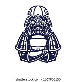 Samurai warrior mask vector illustration