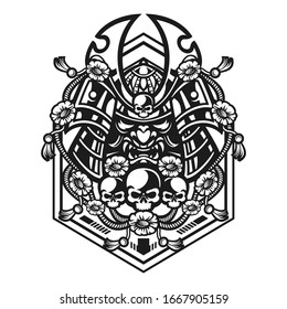Samurai warrior mask vector illustration