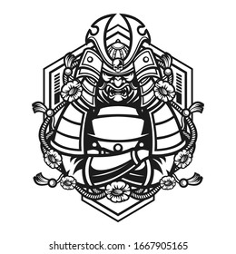 Samurai warrior mask vector illustration