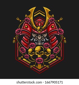 Samurai warrior mask vector illustration