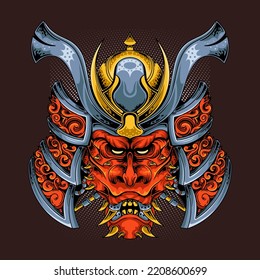 Samurai Warrior Mask Vector Illustration Stock Vector (Royalty Free ...