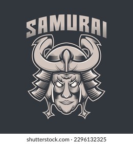 Samurai warrior mask, Vector illustration