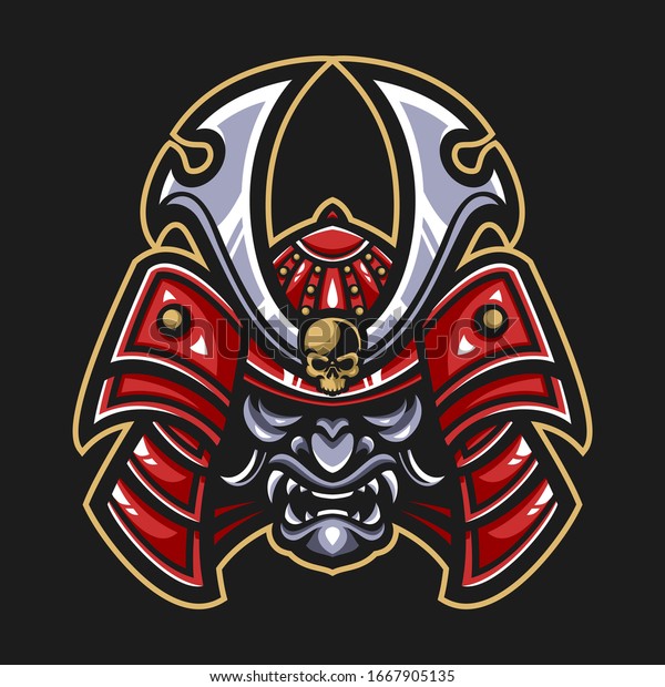 Samurai Warrior Mask Vector Illustration Stock Vector (Royalty Free ...