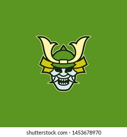 Samurai Warrior Ninja Isolated on Green Background Illustration Vector 