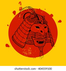 Samurai warrior. Print for T-shirt. New concept of the samurai.