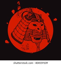 Samurai warrior. Print for T-shirt. New concept of the samurai.