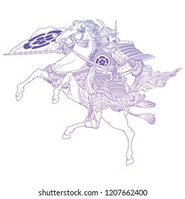 Guerrero de Samurai, caballo en bicicleta, gráficos vectoriales