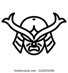 Samurai warrior sign. Outline or linear icon.