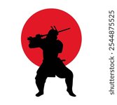 samurai warrior silhouette red circle
