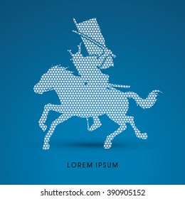 Samurai Warrior with Sword Katana, Riding horse, designed using geometric pattern graphic vector.