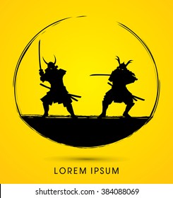 Samurai Warrior with sword, Ready to fight graphic vector