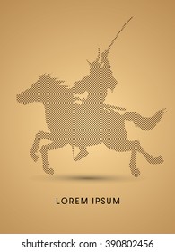 Samurai Warrior with Sword, Riding horse, designed using dots graphic vector.