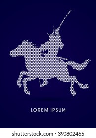 Samurai Warrior with Sword, Riding horse, designed using grunge brush geometric pattern graphic vector.
