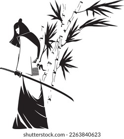 Samurai warrior vector Samurai silhouette. Illustrations are suitable for photos and stickers.