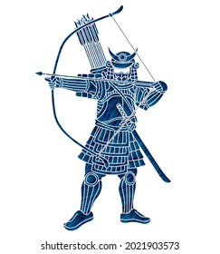 Samurai Warrior with Weapon Bushido Action Ready to Fight Cartoon Graphic Vector