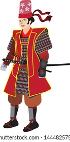 Samurai Warrior with Yoroi Armor Dress   - Vector