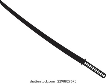 Icono de arma samurai sobre fondo blanco. Cartel de Katana (espada japonesa). Símbolo de arma de guerrero samurai. estilo plano.