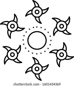 Samurai weapons  line art icon 