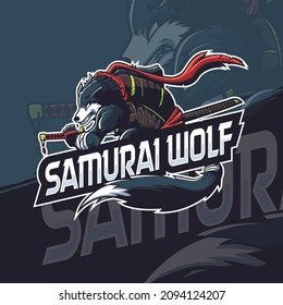 Samurai wolf ancient japanese warrior e-sport team mascot logo design