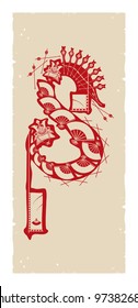 Samurai-a capital letter, 2, vector