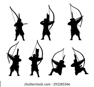 Samurai-archers silhouette set