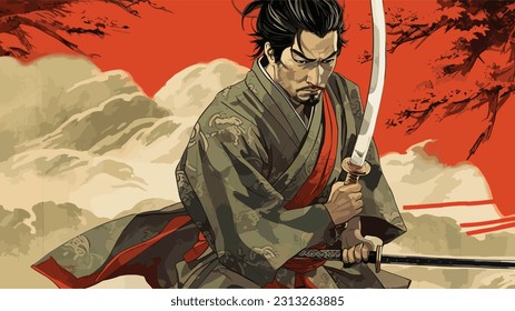 El dominio katana de Samurai: Obras de arte inspiradas en Ukiyo-e