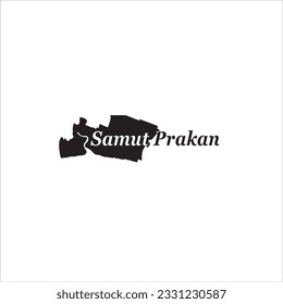 Samut Prakan map and black lettering design on white background