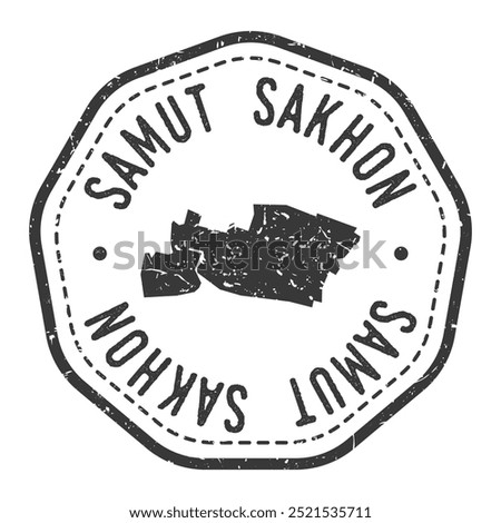 Samut Sakhon Map Stamp Retro Postmark. Silhouette Postal Passport. Seal Round Vector Icon. Badge Vintage Postage Design.	