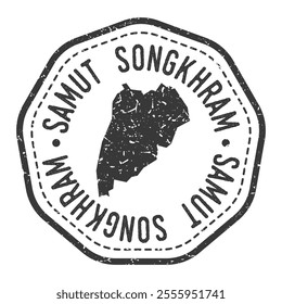 Samut Songkhram, Thailand Map Stamp Retro Postmark. Silhouette Postal Passport. Seal Round Vector Icon. Badge Vintage Postage Design.