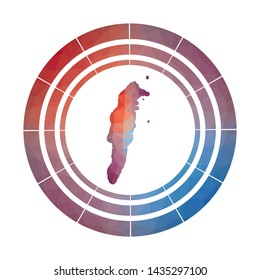 San Andres badge. Bright gradient logo of island in low poly style. Multicolored San Andres rounded sign with map in geometric style for your infographics.