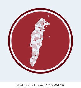 Icono de San Andrés. Logo tecnológico de moda de la isla. Diseño redondo de malla geométrica. Tecnología, internet, red, concepto de telecomunicaciones. Ilustración vectorial.